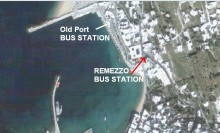 MYKONOS BUS STATION OF OLD PORT AND REMEZZO